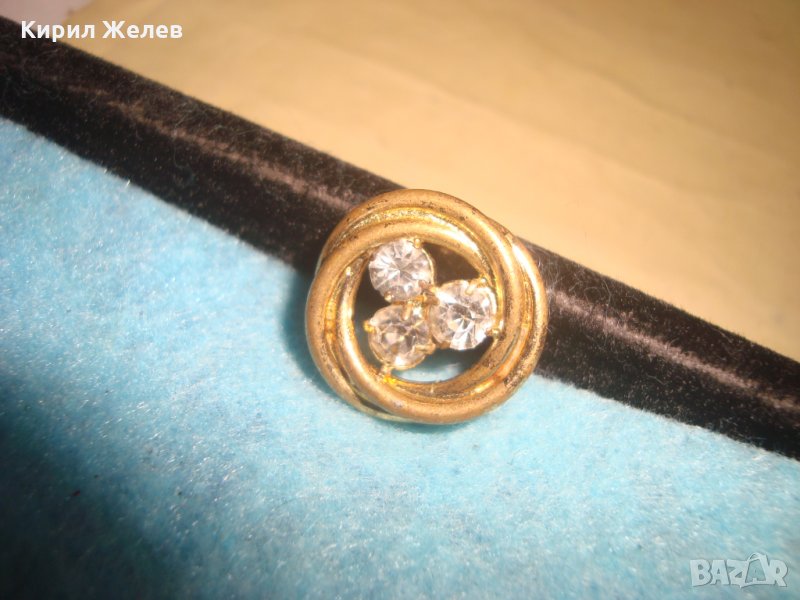 ПОЗЛАТЕНА СТАРА БРОНЗОВА АРТ АПЛИКАЦИЯ УКРАШЕНИЕ БИЖУ с ФАСЕТ - ЦИРКОН КАМЪНИ 77105, снимка 1