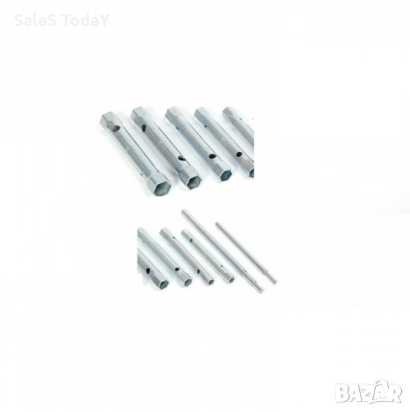 	 Ключ за свещи, Комплект, Глухи, Цилиндрични, Двустранни, 10 части, Стомана, Сив , снимка 1