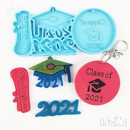 2021 Тога Диплома големи силиконов молд форма фондан шоколад смола ключодържател, снимка 1