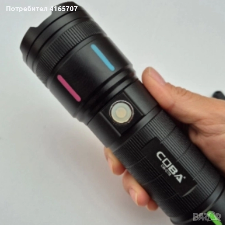 Мощен LED фенер COBA TG – 2000 м обхват, USB Type-C зареждане, Power Bank функция, снимка 1