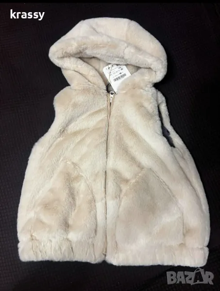 НОВО пухкаво детско елече с качулка Zara (размер 3-4 години), снимка 1