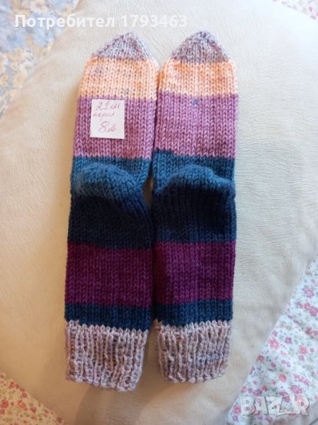 Ръчно плетени детски чорапи, ходило 21 см., снимка 1