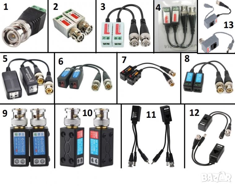 Голям Избор от Универсални Комплекти от по 2 броя Видео Балун Преобразуватели на Сигнала Video Balun, снимка 1