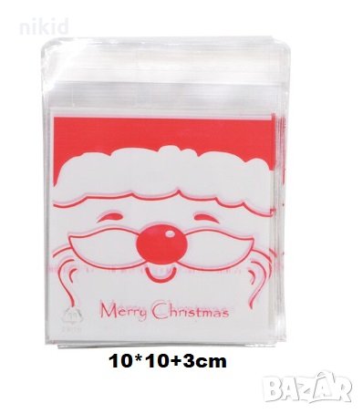 Лице Дядо Коледа опаковъчни пликчета торбички за дребни сладки или др., снимка 1