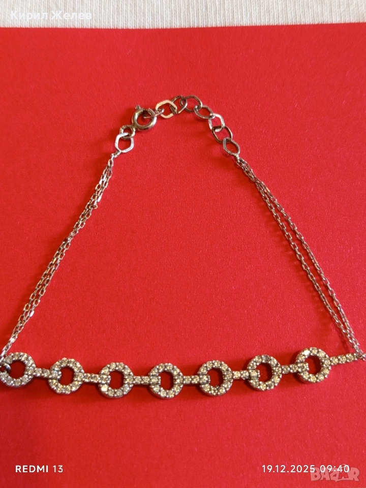 Сребърна гривна украсена с бляскави цирконий елегантен и модерен аксесоар 29794, снимка 1