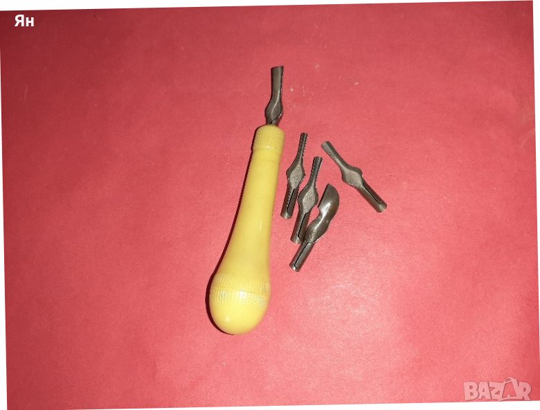 Стар Детски Инструмент Длето за Линулеум и други меки матери , снимка 1