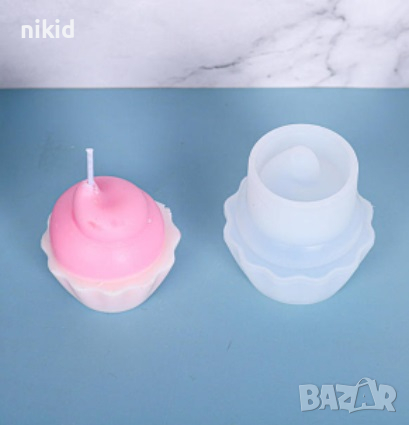 3D кекс кексче мъфин с крем силиконов молд форма за свещ сапун смола гипс шоколад, снимка 1