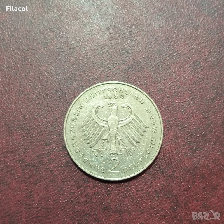 Германия 2 марки 1994 г. МД 'J' - Хамбург Л. Ерхард, снимка 1