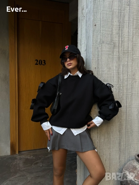 Суитшърт с панделки овърсайз, снимка 1