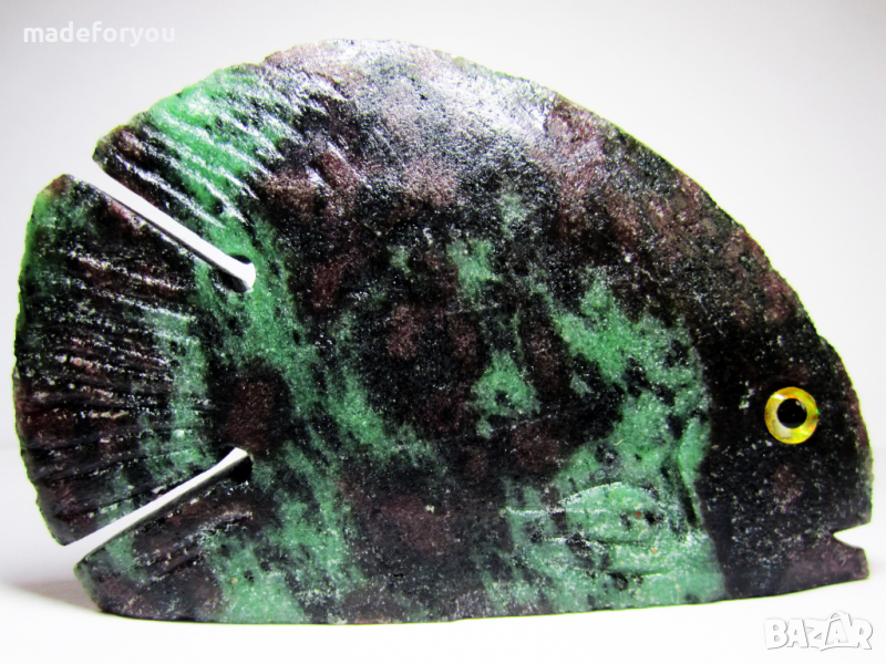 Рубин в Цоисит, Зоисит , Аниолит естествен,натурален тропическа риба рибка 715 карата Индия, снимка 1