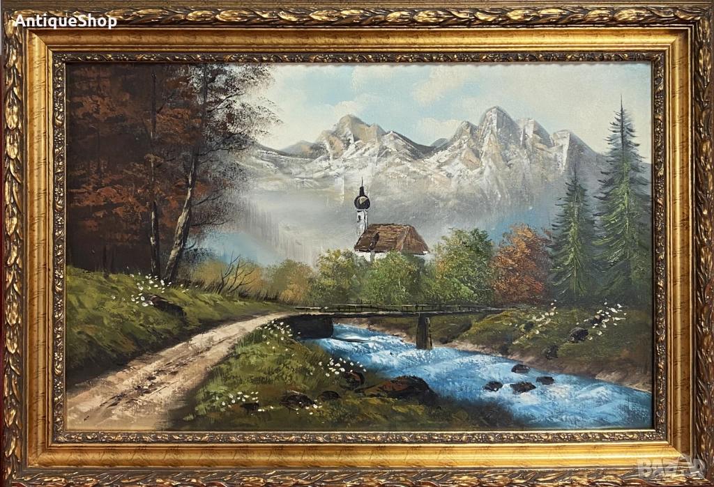 Картина. Планински пейзаж. Масло върху канава., снимка 1