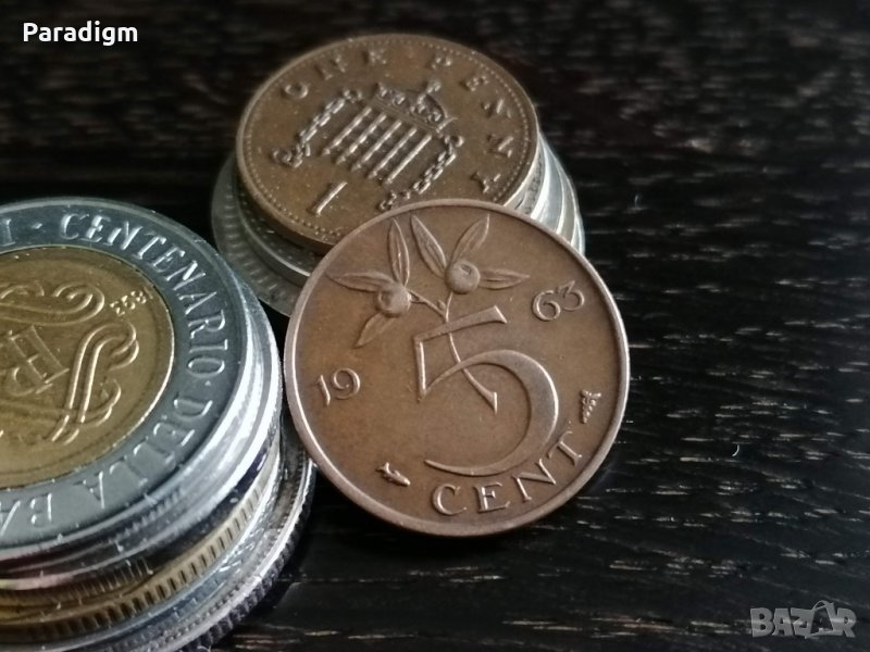 Монета - Холандия - 5 цента | 1963г., снимка 1
