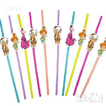 10 бр Семейство Флинстоун Flintstones парти сламки рожден ден, снимка 1