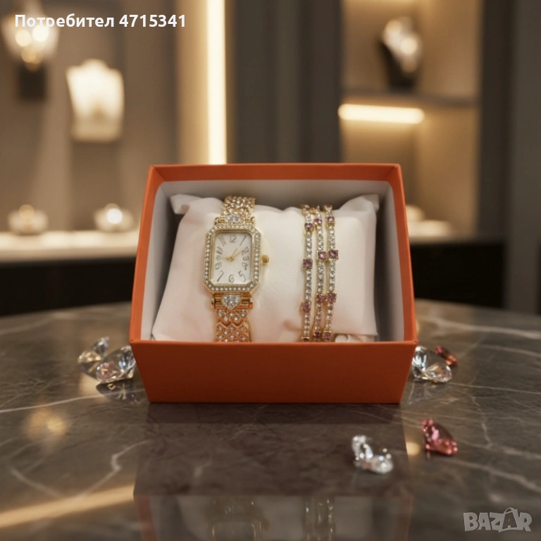 Луксозен дамски комплект златист  цвят, снимка 1