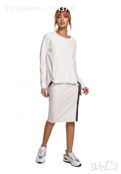 Дамска блуза с асиметрична кройка в цвят екрю M492 MOE, снимка 1