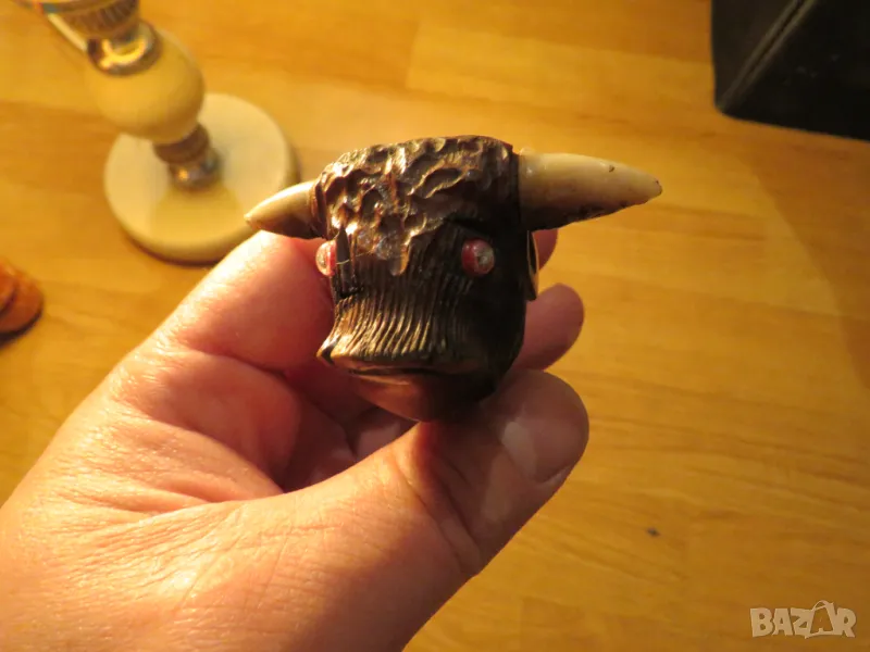 Старинна лула с глава на Бик и изработена от Бриар колекционерска лула колекция, снимка 1