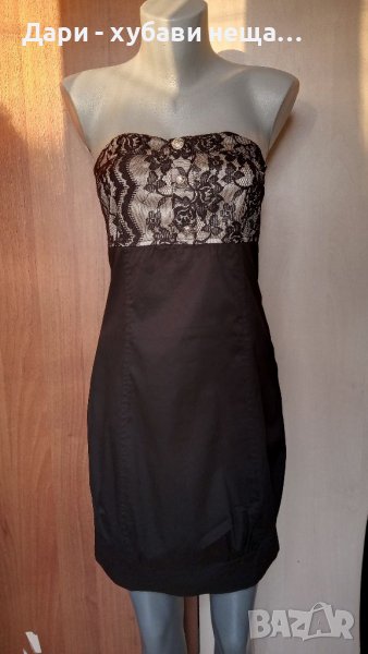 Рокля в черно и златисто - памук с дантела🍀♥️S//M♥️🍀арт.4408, снимка 1