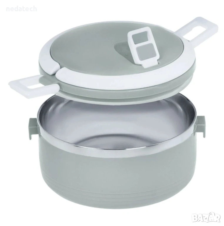 Термо кутия за храна, кръгла, 500мл, сива, снимка 1