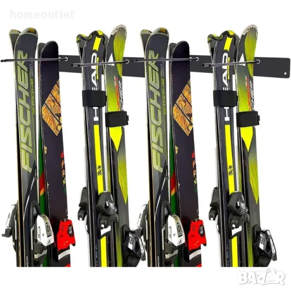 ПРОМОЦИЯ Стенна метална поставка за съхранение на ски UNHO U-860, снимка 1