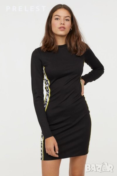 H&M Черна дамска рокля с дълъг ръкав , снимка 1