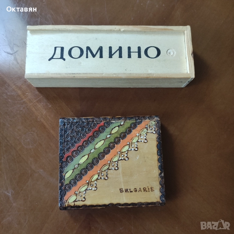 Дървена табакера,домино, снимка 1