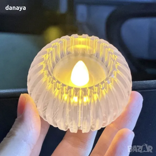 5424 Мини електронна свещ в кръгла форма, 6 см, снимка 1