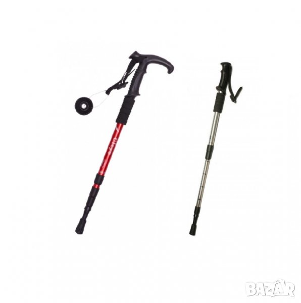 Метална щека или бастун за туризъм/сняг телескопична антишок 135 см., снимка 1