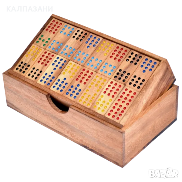 Голямо дървено домино с 91 части, класическа луксозна игра за деца и възрастни B110, снимка 1