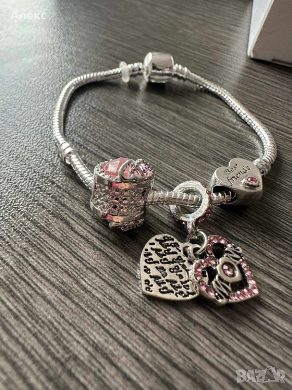 Сребърна гривна 925 + ПОДАРЪК 3 талисманчета  Mom/best frien, снимка 1