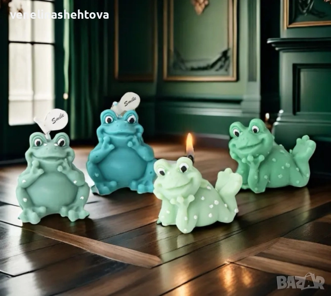 3D 2 модела седнала легнала жаба жабка Силиконов молд форма калъп за свещи гипс сапун смола , снимка 1