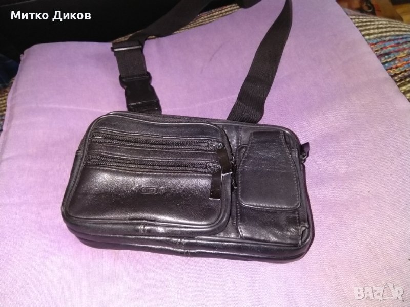 Арт маркова мъжка чанта за през рамо нова естествена кожа 210х150мм, снимка 1