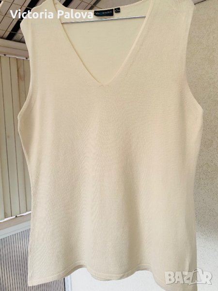 Копринен потник цвят екрю, снимка 1