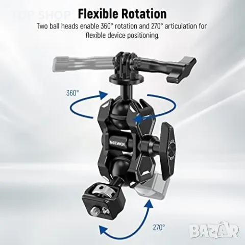 Нов Адаптер за монтиране на екшън камера/Артикулиращо магическо рамо с двойни глава, снимка 6 - Друга електроника - 49321234