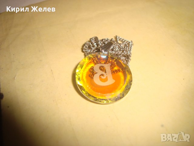 МОДНО АРТ КРИСТАЛНО КОЛИЕ МЕДАЛЬОН с ВЕРИЖКА и БУКВИЧКА 26684, снимка 7 - Колиета, медальони, синджири - 34806306