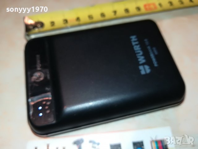 WURTH 10.8 MINI POWER BANK-LI-PO BATTERY 10000mah-GERMANY 1610222007, снимка 3 - Външни батерии - 38350166