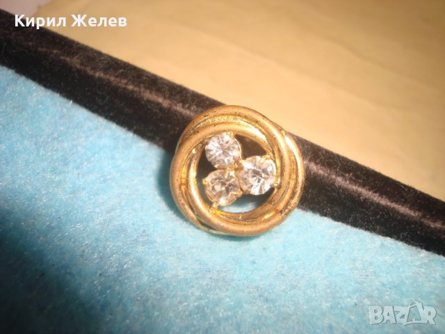 ПОЗЛАТЕНА СТАРА БРОНЗОВА АРТ АПЛИКАЦИЯ УКРАШЕНИЕ БИЖУ с ФАСЕТ - ЦИРКОН КАМЪНИ 77105