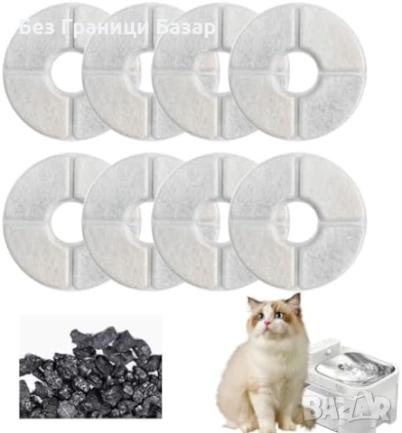 Нови Кръгли филтри за фонтан/поилка 2.5L 12 броя тройна филтрация котка