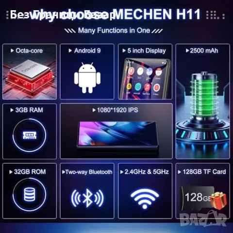 Нов 160GB MP4 плейър с Bluetooth и WiFi, 5" HD екран, разширение до 1TB, снимка 2 - MP3 и MP4 плеъри - 47272038