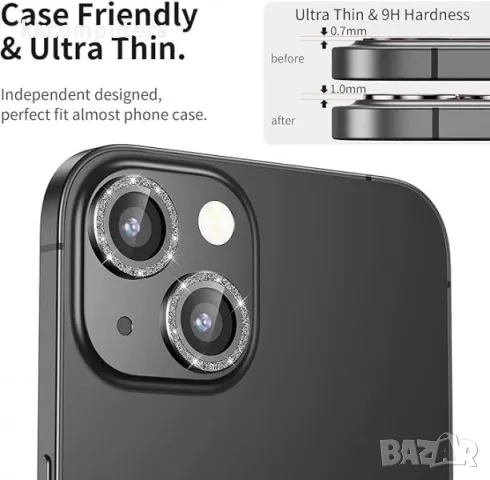 Camera Lens Shine за iPhone 13 / 13 Mini / Черен / Баркод : 2403729, снимка 2 - Резервни части за телефони - 47863212