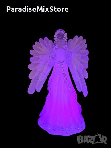 Коледна украса ангел, светещ, 22см/ с батерии/ размери: 9.7cm*16.8cm*21.5cm.