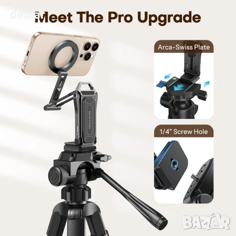 OMOTON TP02 Pro 360° въртящ се MagSafe статив, с 1/4" винт и Arca Swiss плоча, снимка 2 - Селфи стикове, аксесоари - 53281327