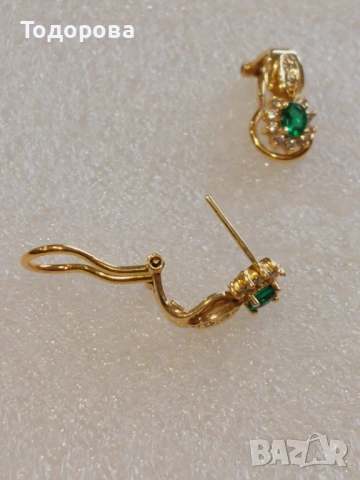 Затни 18каратови обеци с инкрустирани изумруди, снимка 10 - Обеци - 53395763