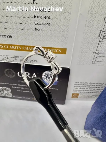 Сребърен пръстен с мойсанит (Диамант) 0.5 карата, снимка 8 - Пръстени - 50101893
