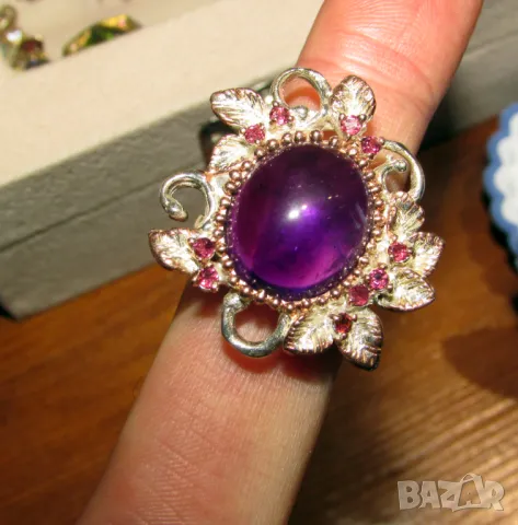Сребърен пръстен с 12 карата аметист подходящ за подарък, снимка 1