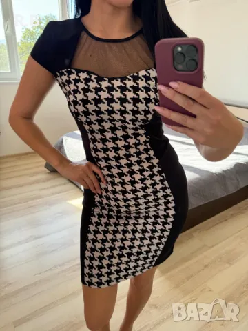 Черно-бяла рокля, М размер, снимка 1