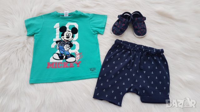 Тениска Мики Маус и къси панталонки 12-18 месеца , снимка 8 - Комплекти за бебе - 33257386
