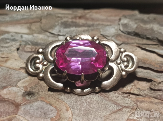 Сребърна антикварна брошка-СССР