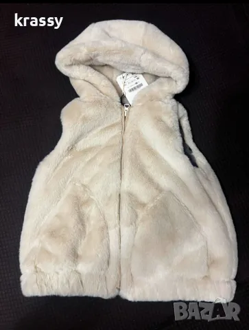 НОВО пухкаво детско елече с качулка Zara (размер 3-4 години)