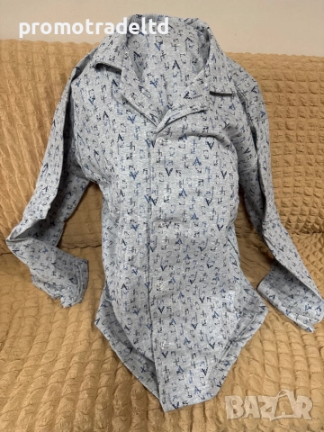 Българска ватирана мъжка пижама с копчета дълъг ръкав и панталон