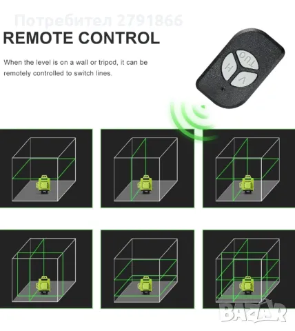 STANEW 4 x 360° лазерен нивелир, самонивелиращ се зелен лазерен нивелир 4D 16 линия зелена лазерна , снимка 6 - Измервателни инструменти - 47661002